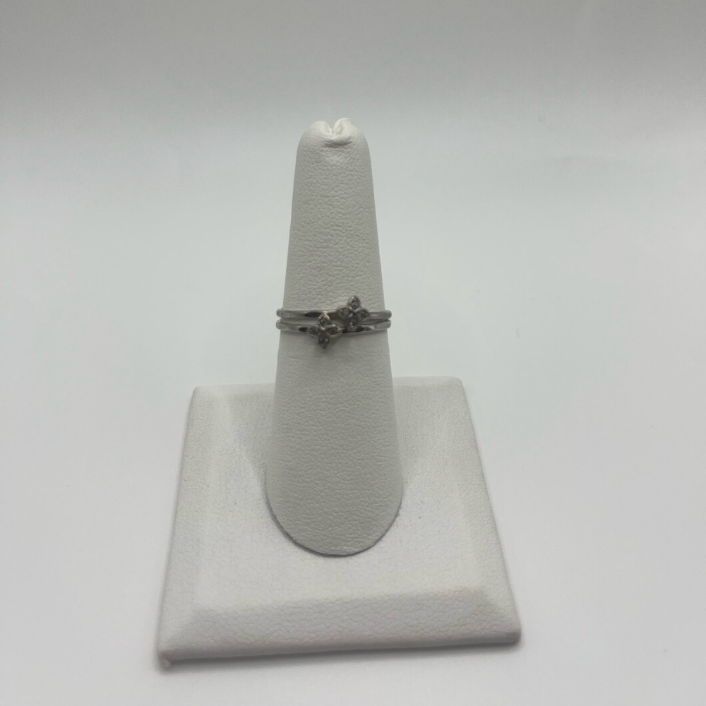 Dainty Silver Crystal Flower Rings